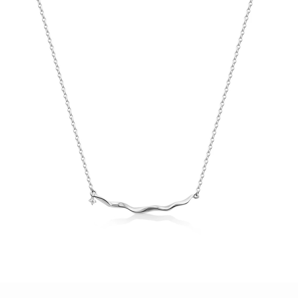 minimal bar necklace with dangling stone for her in Sterling Silver 925
