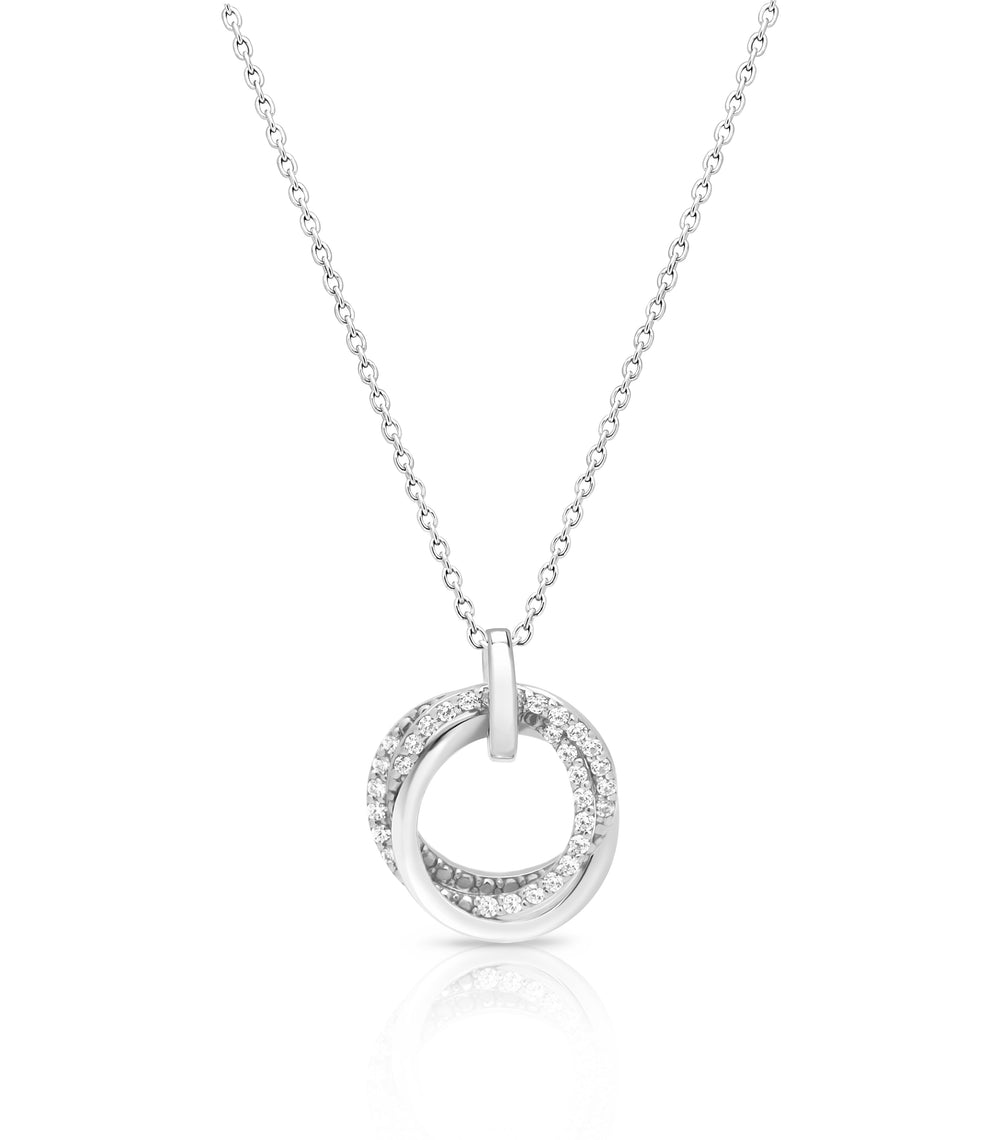 NAIMA fine sterling silver trilogy interlocked three circles pendant plain and with stones best necklace gift