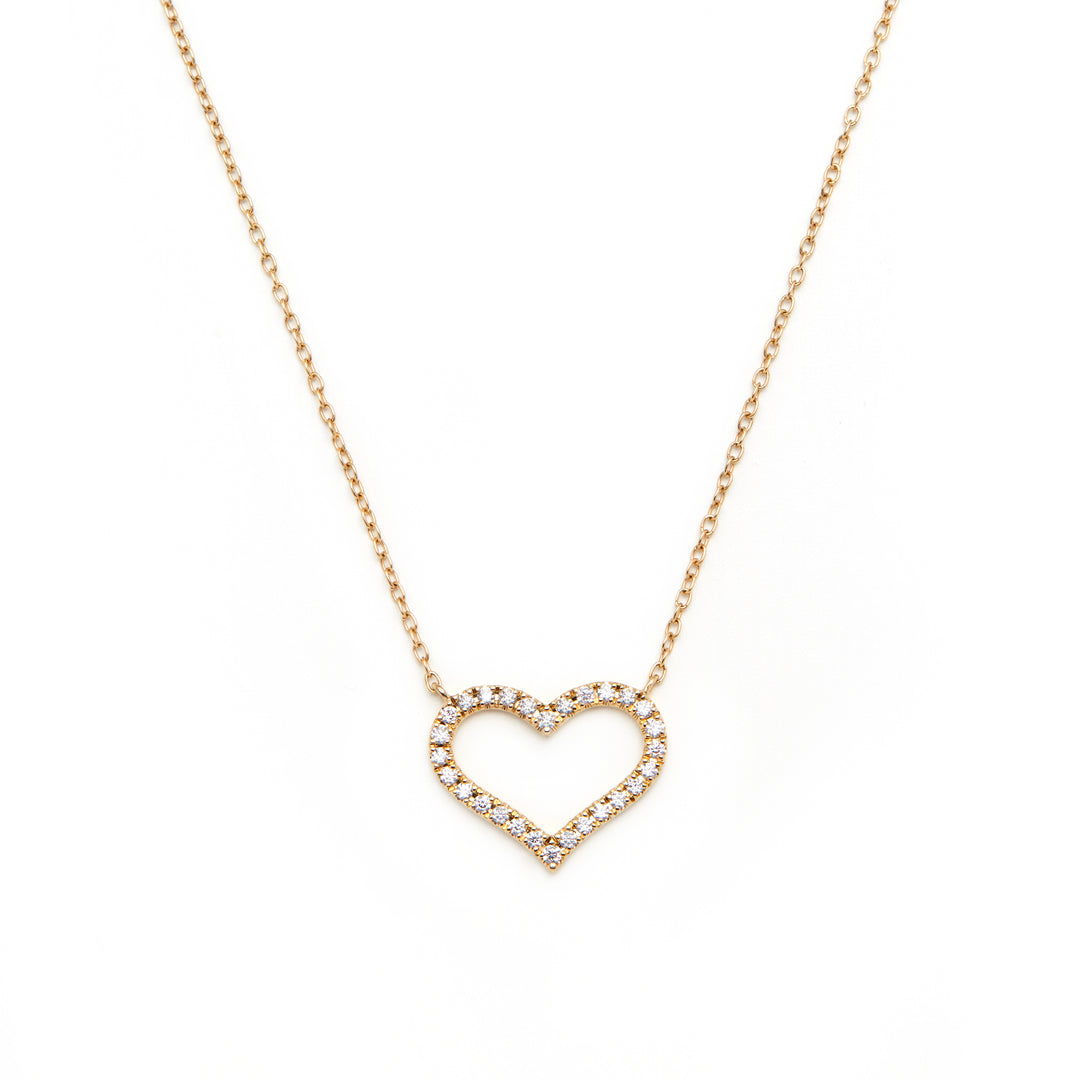 gold open heart pendant with small stones and chain gift for her by NAIMA Jewellery 2025