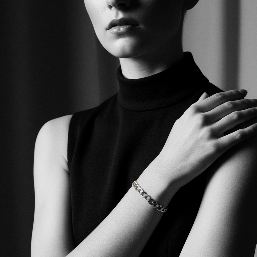 Cuban chain bracelet is with stones 
