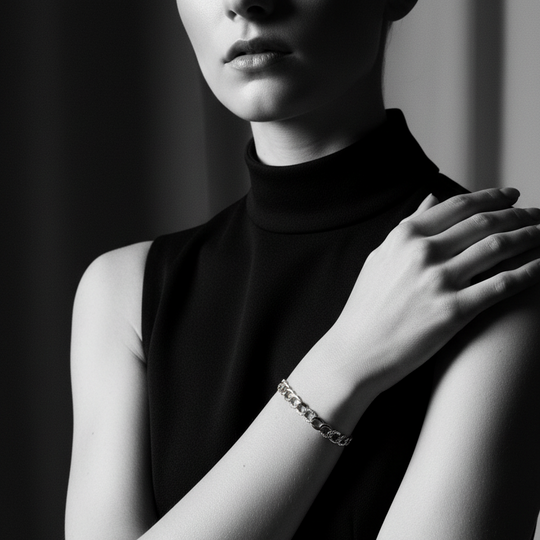 Cuban chain bracelet is with stones 