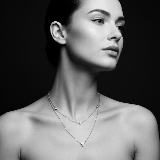 Duo necklace with stones in Sterling Silver 