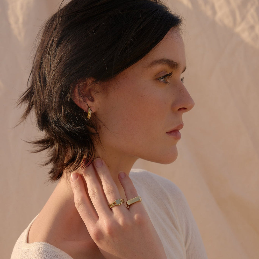 engraved personalised Gold Signet style Pinky Chain Ring Design for men and women by NAIMA Jewellery Australia