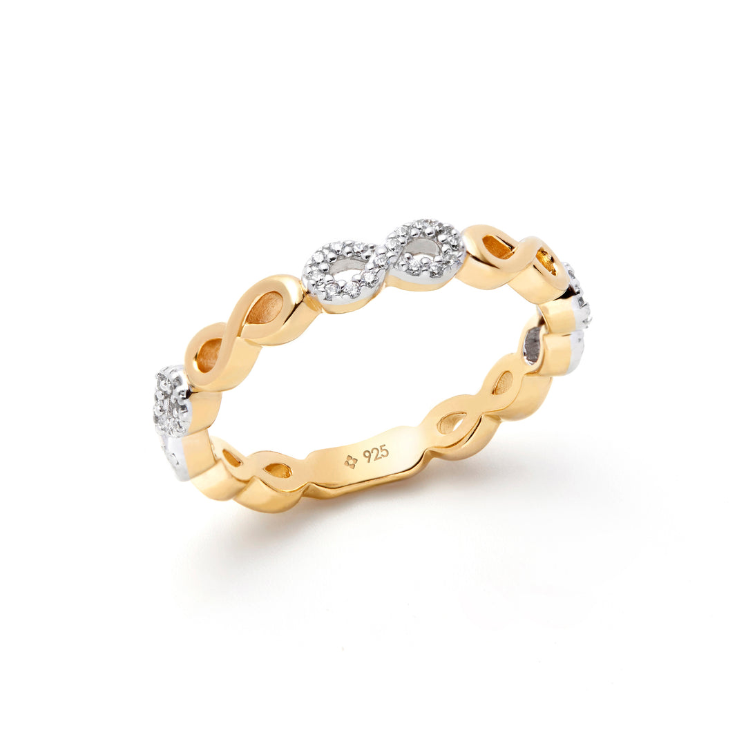 solid gold ring with white stone infinity eternity stackable band for women by NAIMA Jewellery Australia