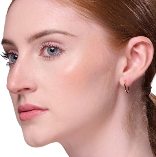 18k gold vermeil hexagon hoop huggie earrings plain high polished by NAIMA Jewellery