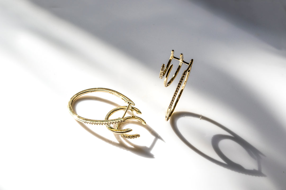 gold large oval trio hoop earrings with stones NAIMA best earrings for women 2025