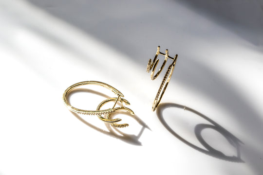 gold large oval trio hoop earrings with stones NAIMA best earrings for women 2025