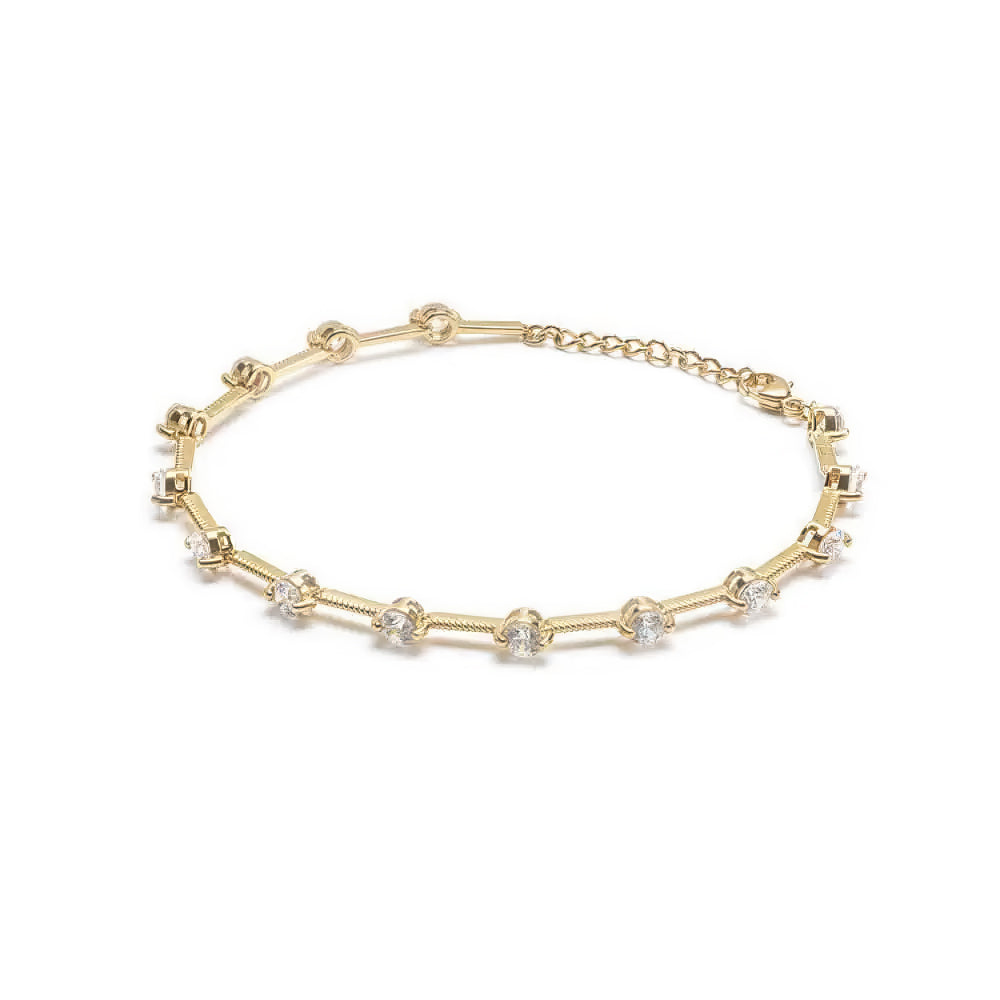 NAIMA gold tennis bracelet jewellery round stones with twisted bar design
