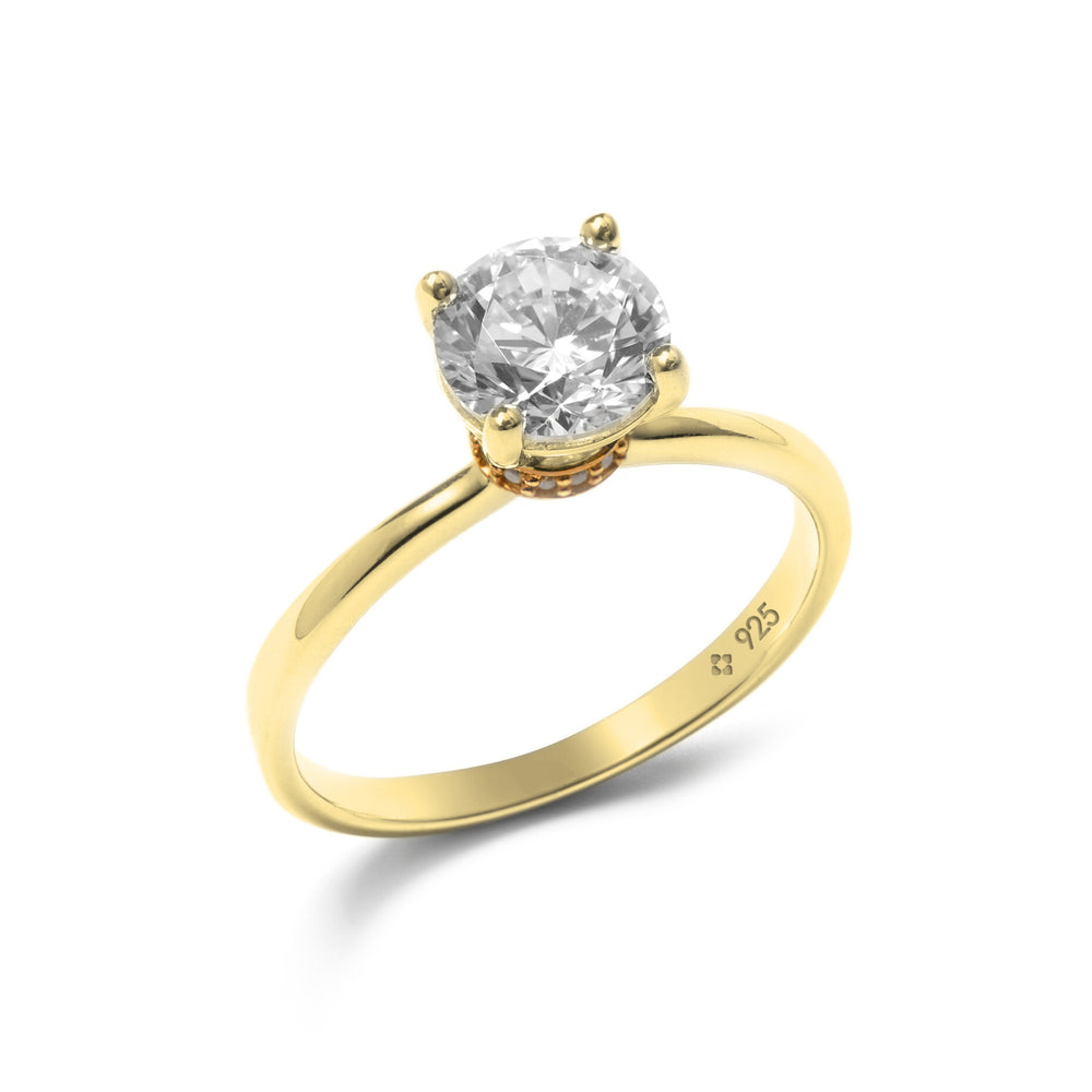 round promise ring single stone solitaire with hidden details 18K Gold Vermeil