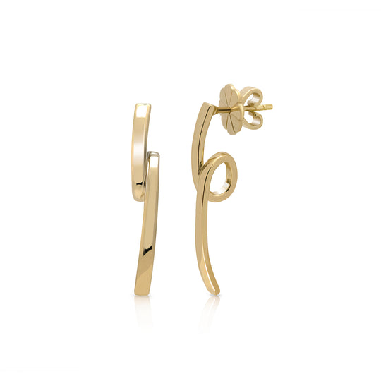 plain gold solid drop twisted bar earrings by NAIMA Jewellery Australia