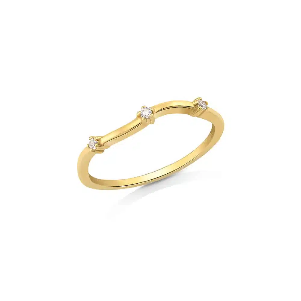 unique solid gold delicate thin stackable band ring design with white stones best gift for ladies by NAIMA Jewellery Australia