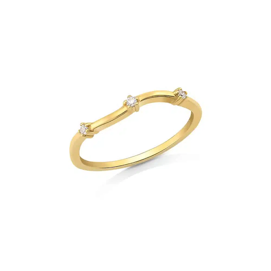 unique solid gold delicate thin stackable band ring design with white stones best gift for ladies by NAIMA Jewellery Australia