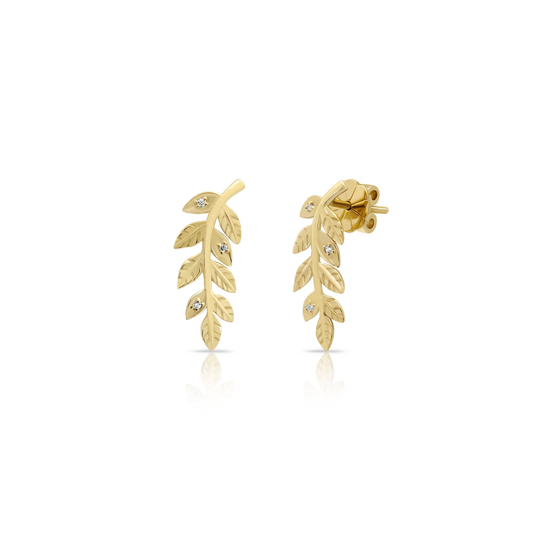 NAIMA leaf drop earrings with stones for her in 18K  Yellow Gold Vermeil