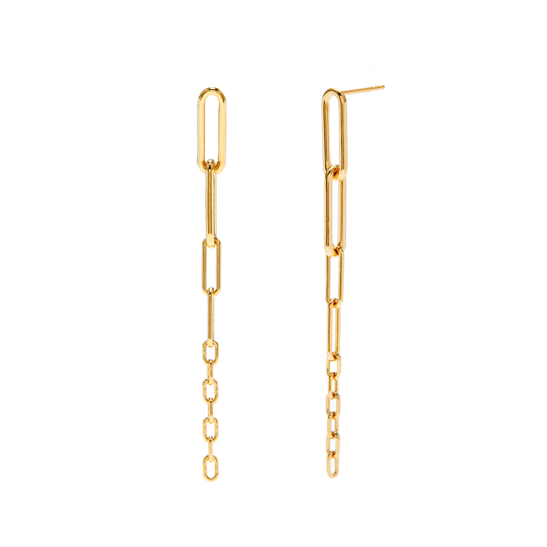 NAIMA long plain chunky chain graduated link earrings for women in 18K Gold Vermeil