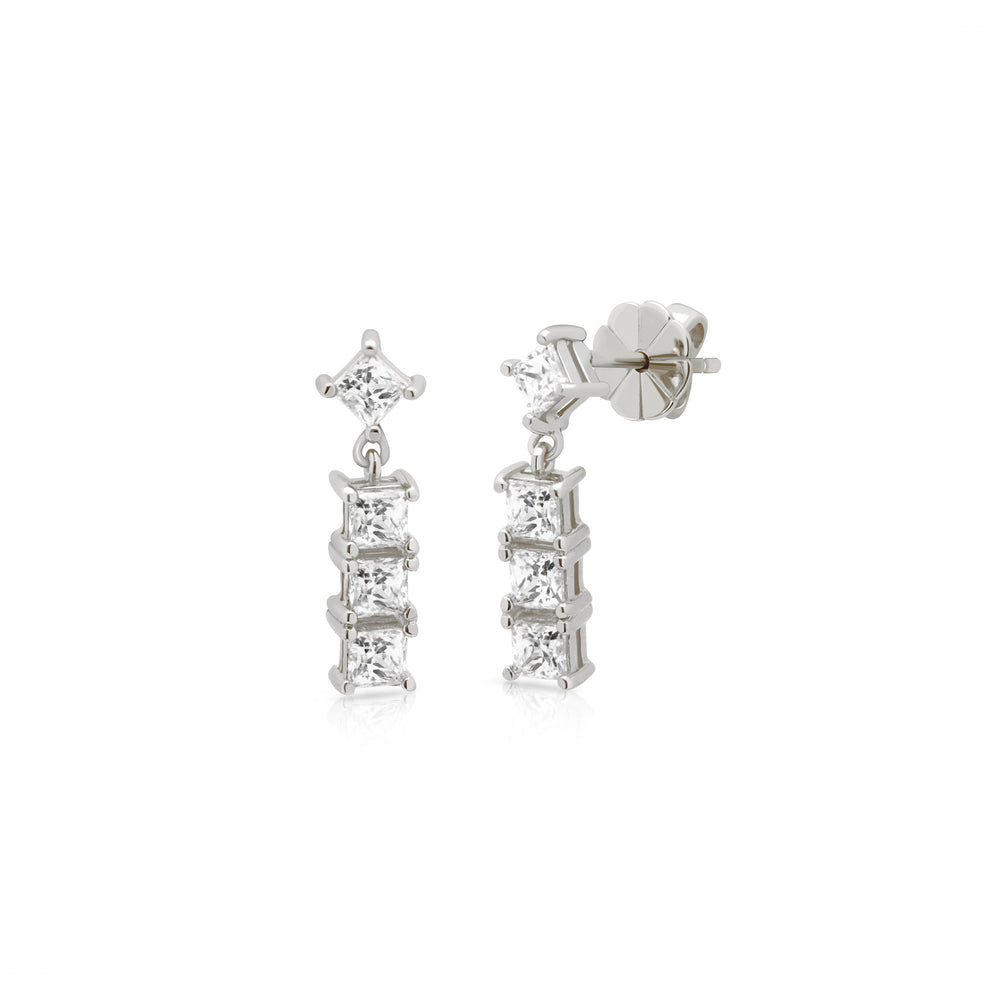 NAIMA Princess cut dangle Four stones drop earrings in sterling silver 925