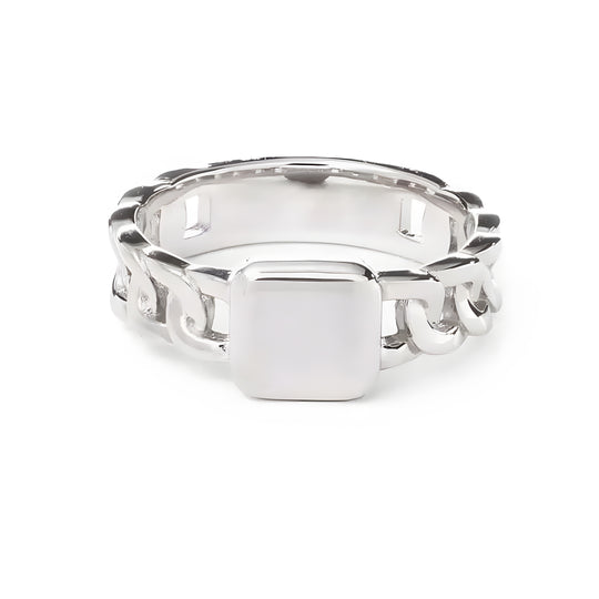 solid sterling silver 925 engravable curb cuban chain signet ring for men and ladies by NAIMA Jewellery Australia