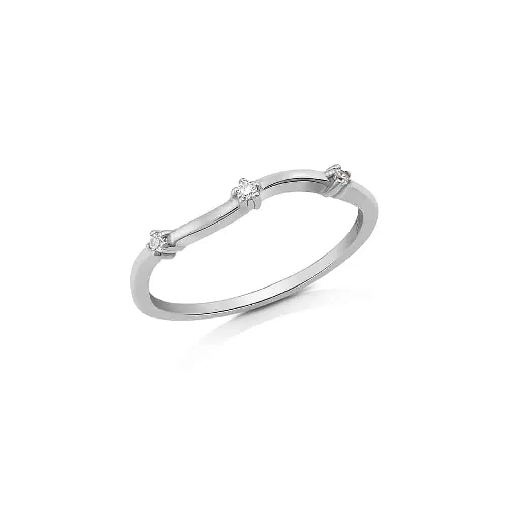 unique real sterling silver 925 stackable band ring design with white stones best gift for ladies by NAIMA Jewellery Australia