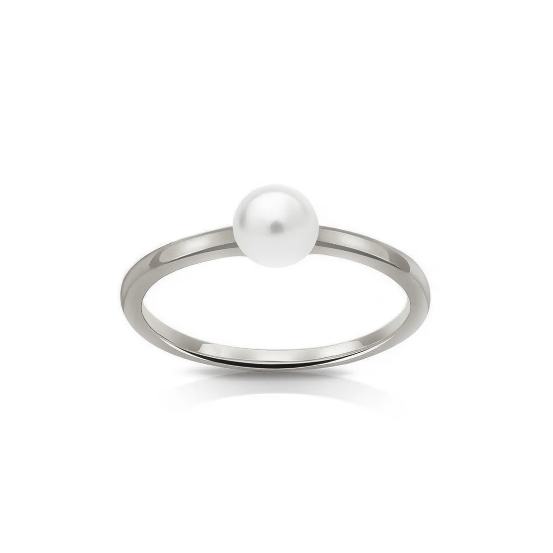plain solid sterling silver 925 white freshwater cultured single pearl ring design minimal best gift 2025 bridesmaids by NAIMA Jewellery Australia