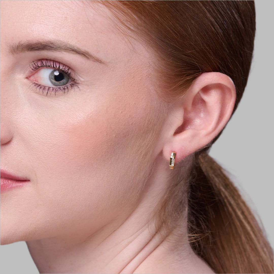 small hexagon hoop earrings with stones in 18K Gold Vermeil NAIMA best jewellery online 2025