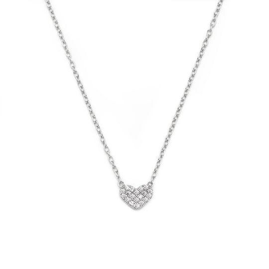 NAIMA small pave love heart pendant with stones and chain in Sterling Silver for layering ideal gift