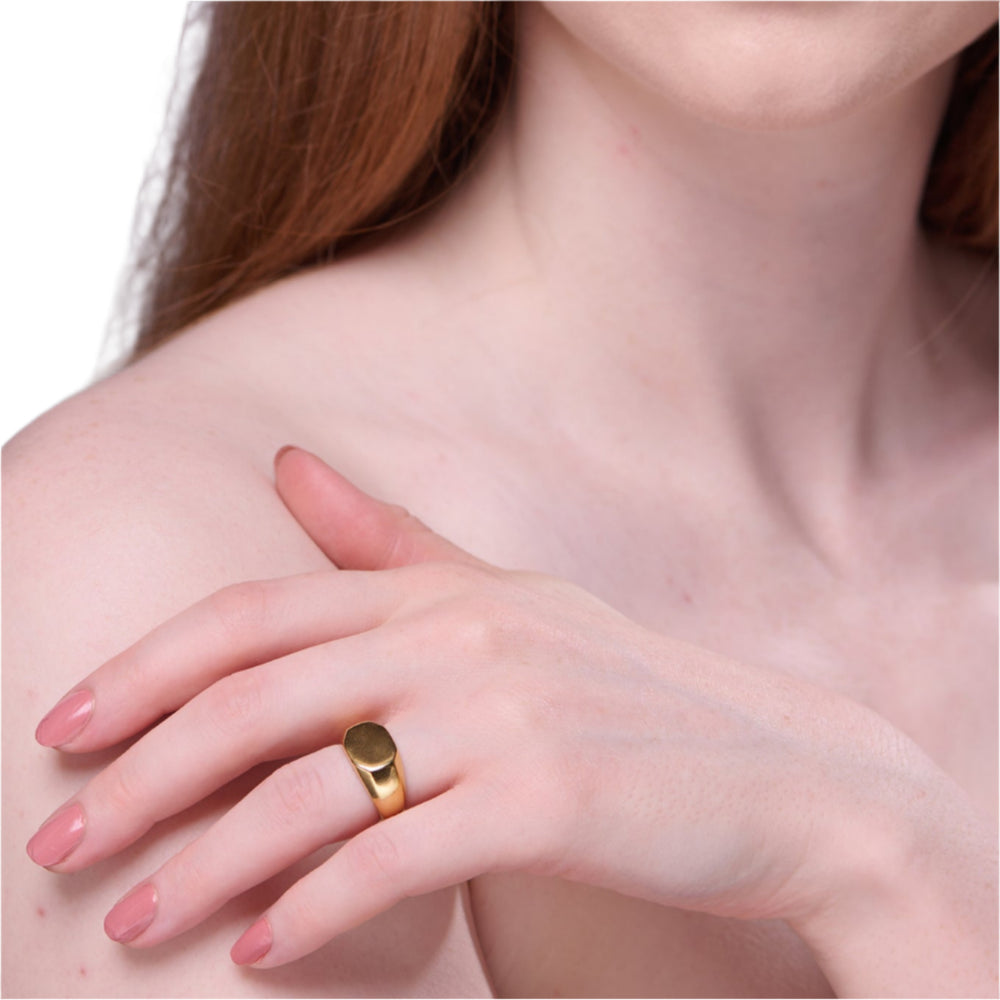NAIMA engravable octagon solid signet ring in 18K Yellow Gold Vermeil for Men and Women