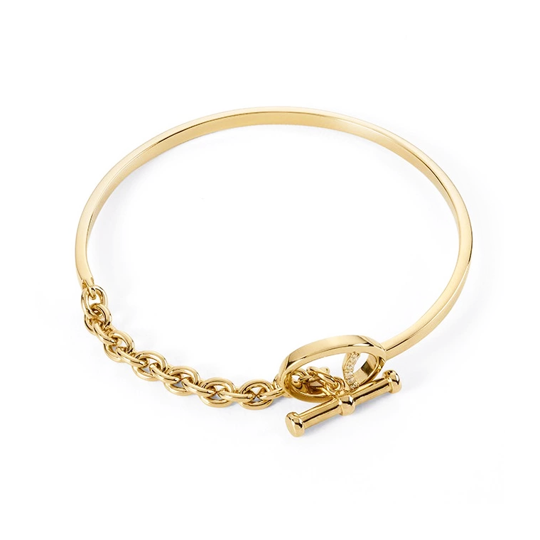 solid gold half chain half bangle with toggle T closure newest design
