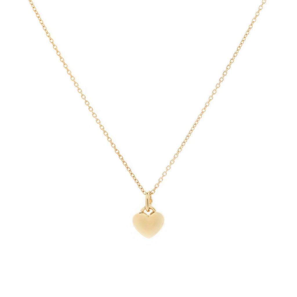 NAIMA solid plain puffy engravable heart pendant chain necklace gift in 18K Yellow Gold Vermeil with a hidden stone