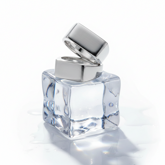 Sterling Rectangular Signet rings stack