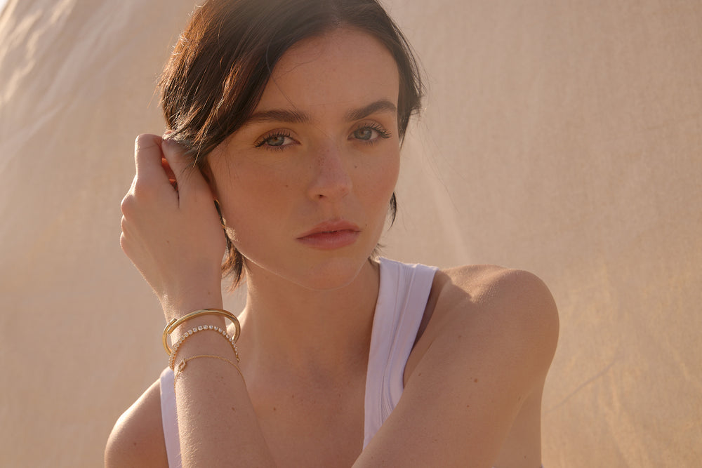 NAIMA stacking bangle, tennis and bracelets with singlet in summer style in 18k gold vermeil