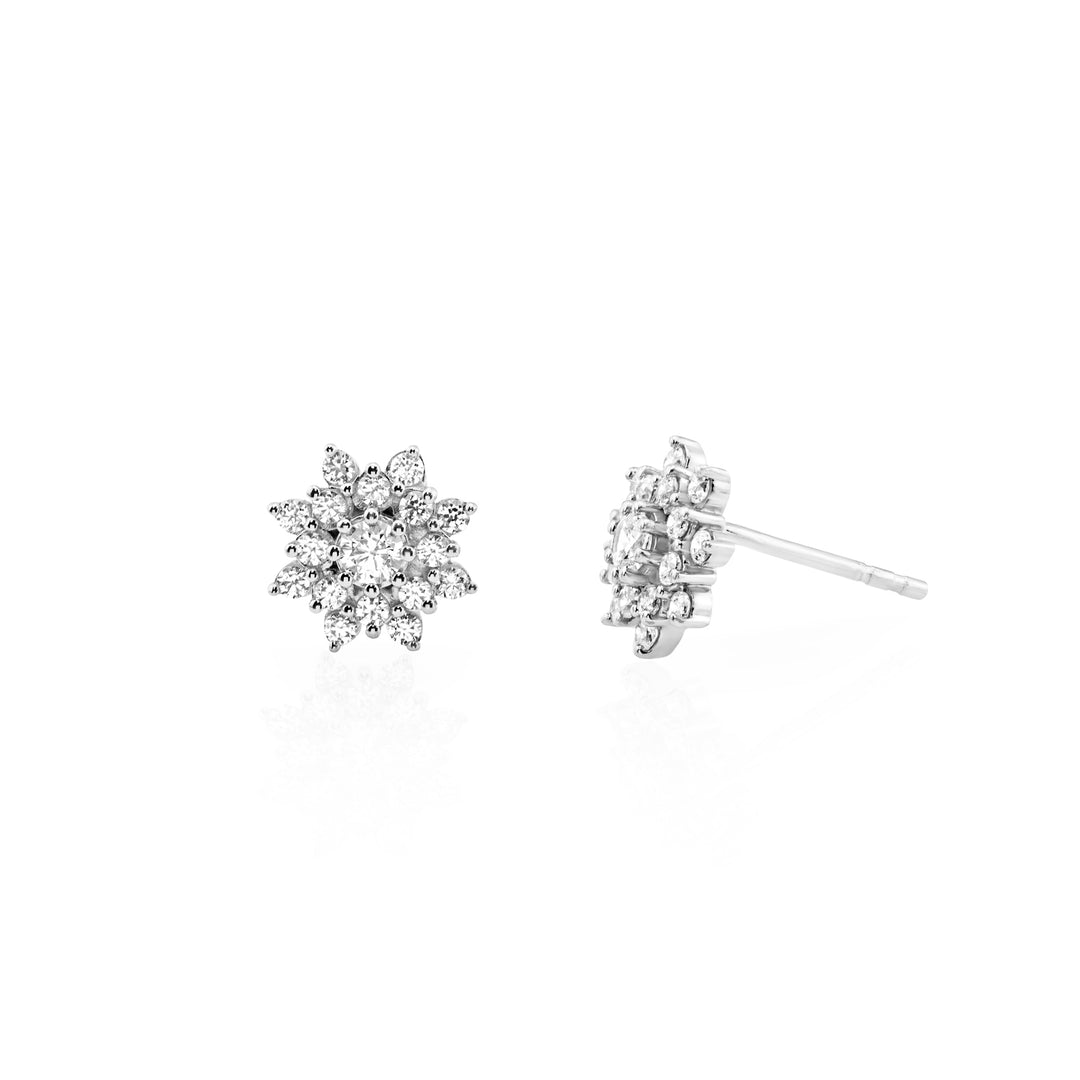 NAIMA silver cluster stones flower stud earrings for mothers day or self gifting