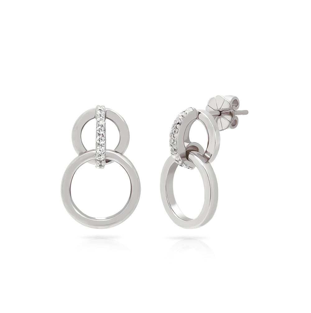 NAIMA sterling silver double circle drop earrings with stones for her