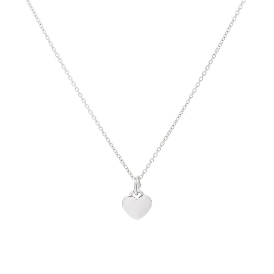 NAIMA sterling silver plain puffy engravable heart pendant chain necklace with hidden stone bail for her