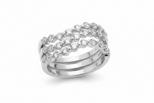 NAIMA wave eternity ring with stones in Silver
