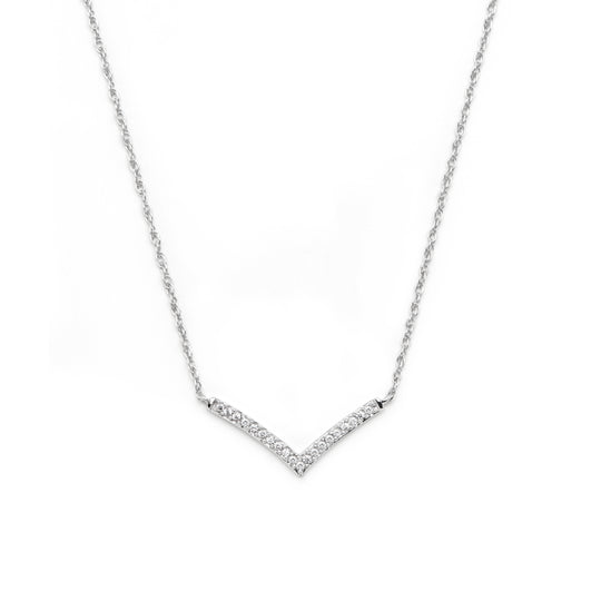 NAIMA wishbone pendant necklace in sterling silver 925 layering chain with cubic zirconia stones 
