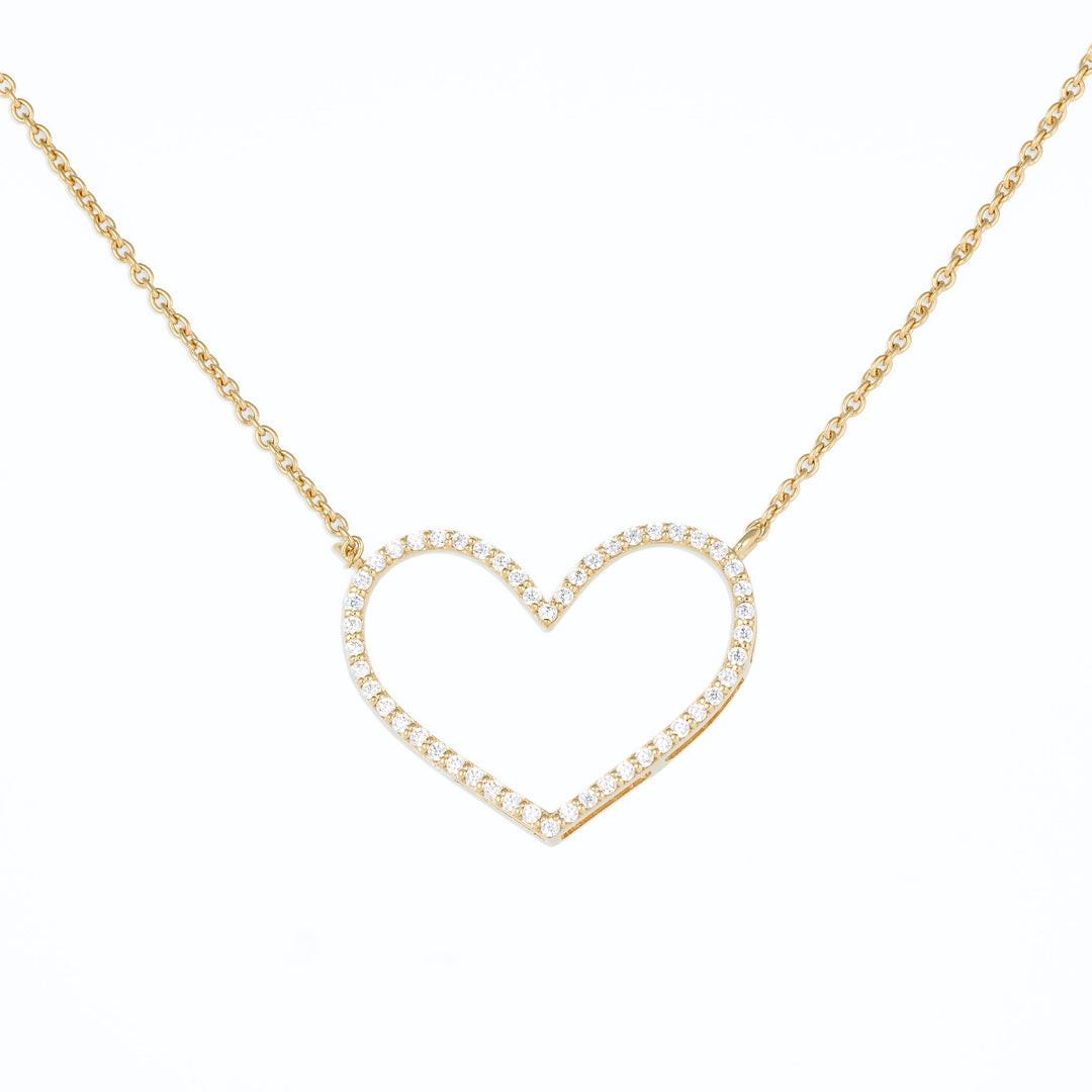 Open heart pendant in gold