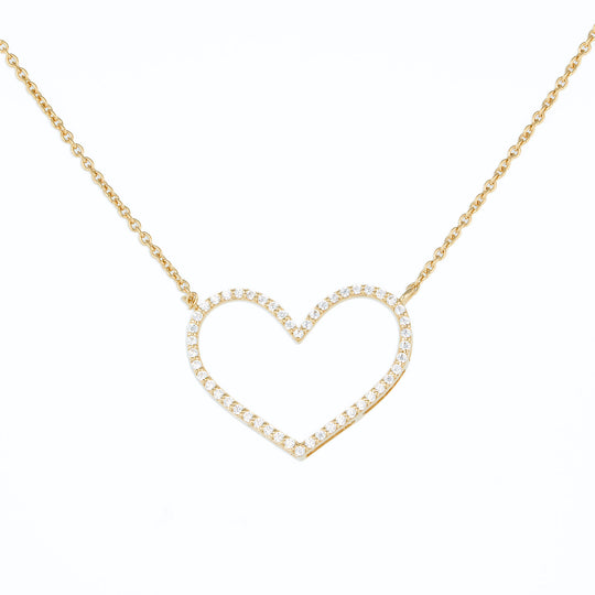 Open heart pendant in gold