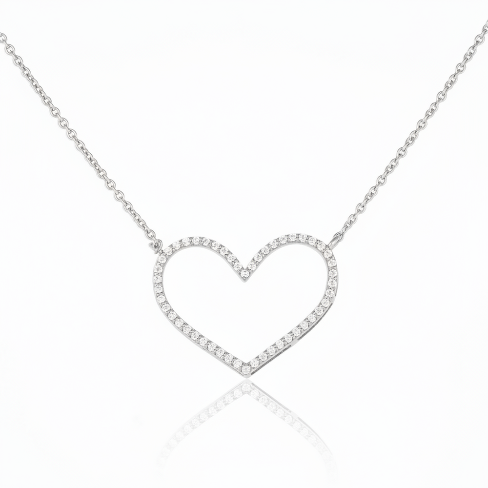 Open heart pendant in sterling silver 