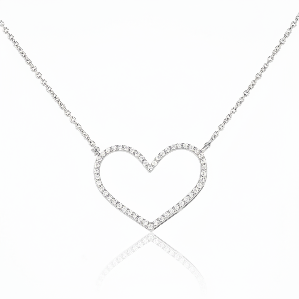 Open heart pendant in sterling silver 