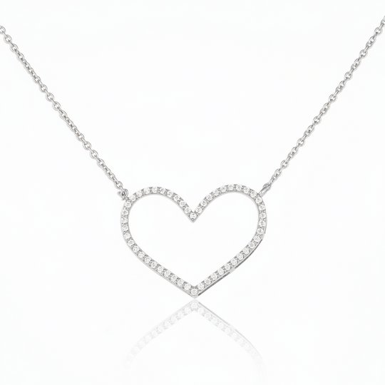 Open heart pendant in sterling silver 