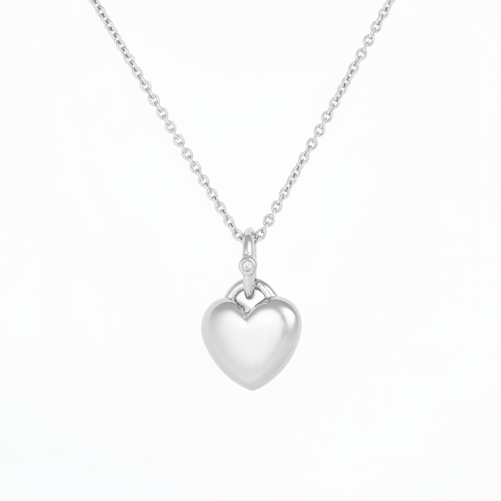 Puffy heart pendant in sterling silver 