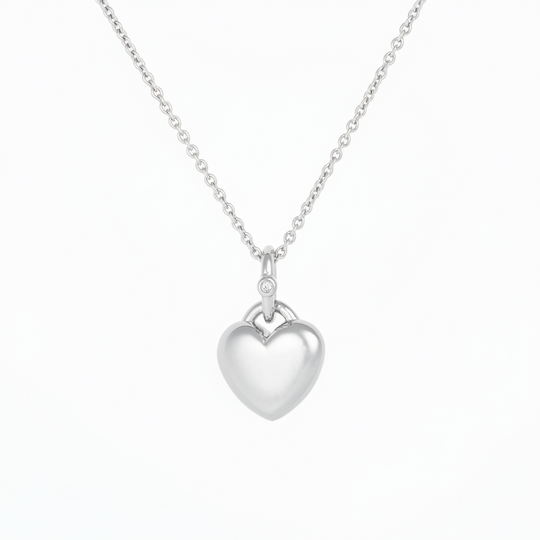 Puffy heart pendant in sterling silver 