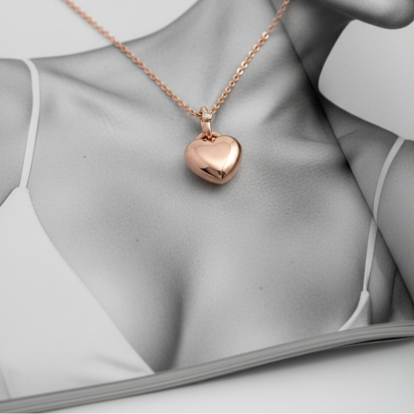 Puffy heart pendant in Rose Gold