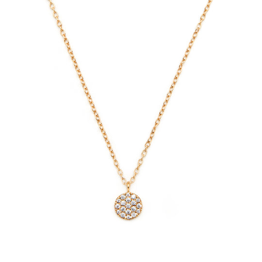 gold round flat disc tag pendant with stones for layering by NAIMA jewellery