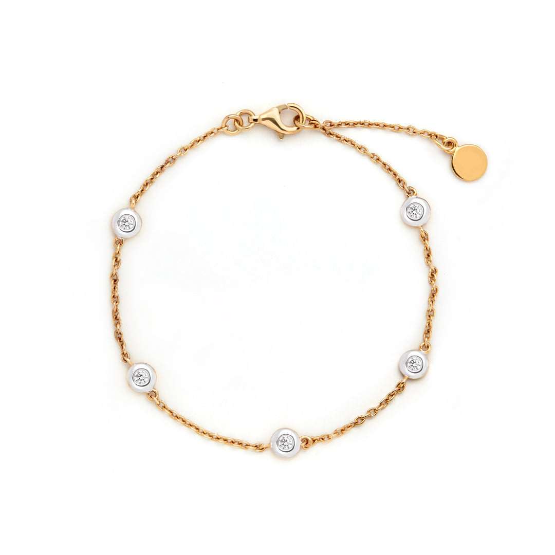 gold solid timeliness stones station link bracelet layering