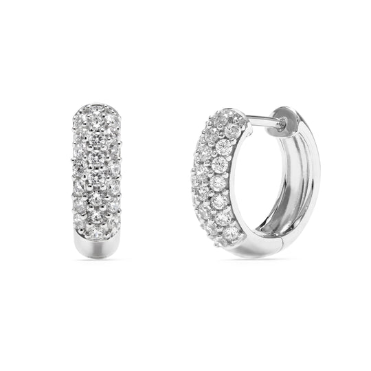 round wide huggie earrings half round half stones daily comfort for men and women