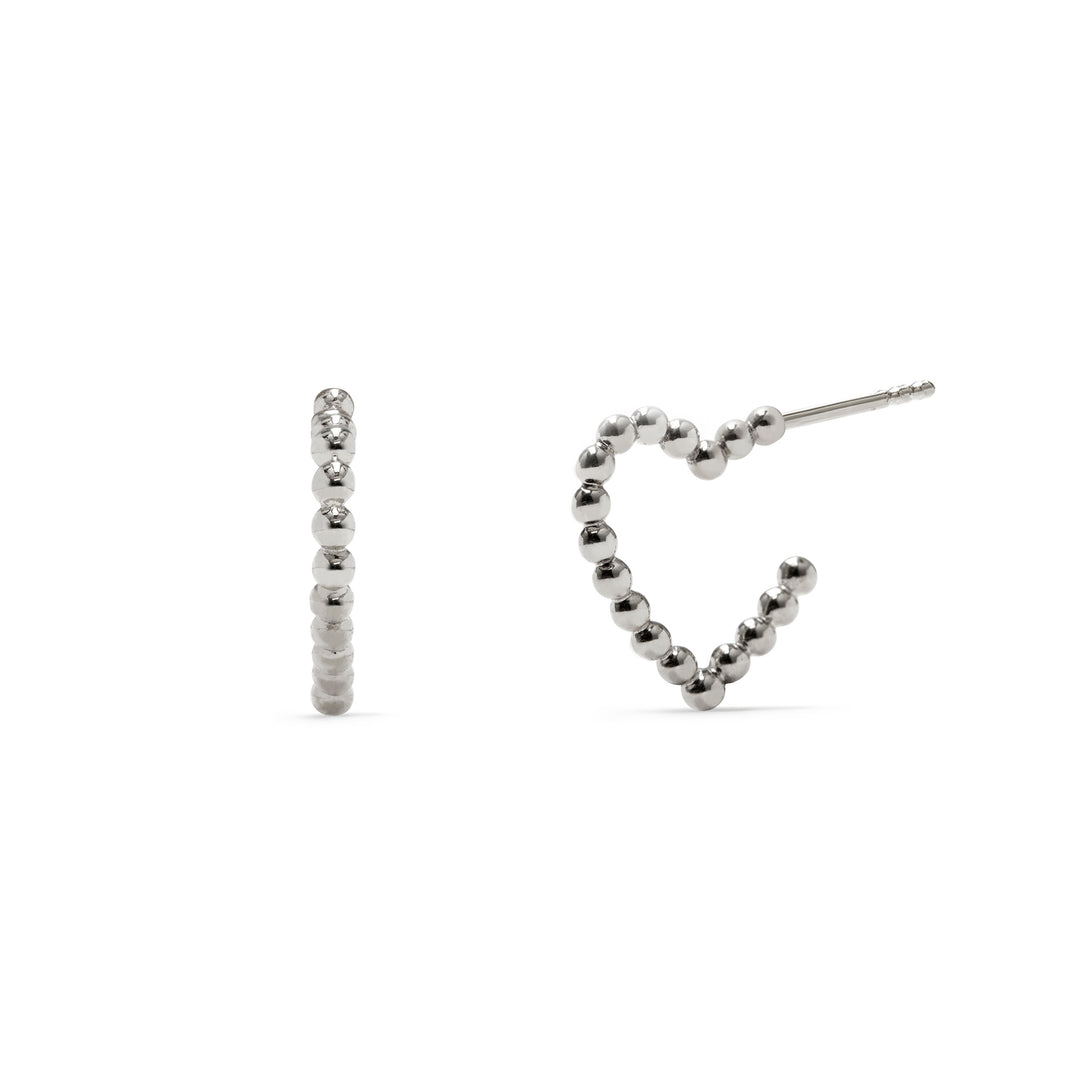 sterling silver 925 open heart bead hoop earrings for stacking 
