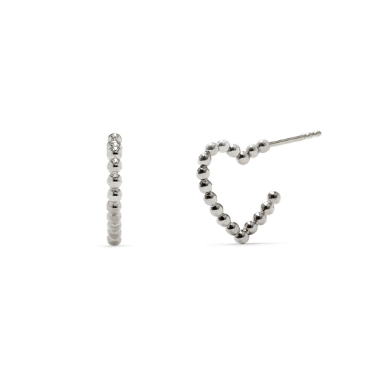 sterling silver 925 open heart bead hoop earrings for stacking 