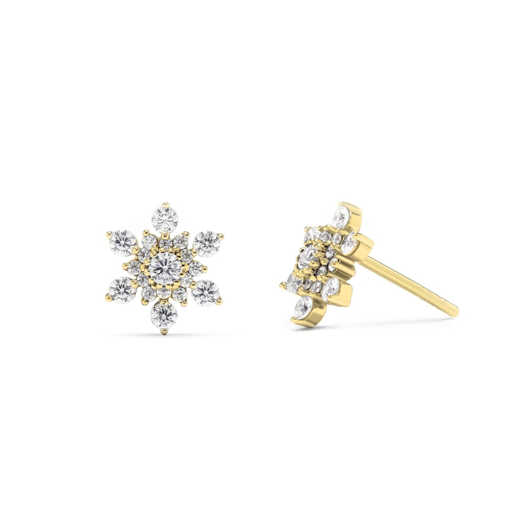 gold premium snowflake stud earrings ideal for her 