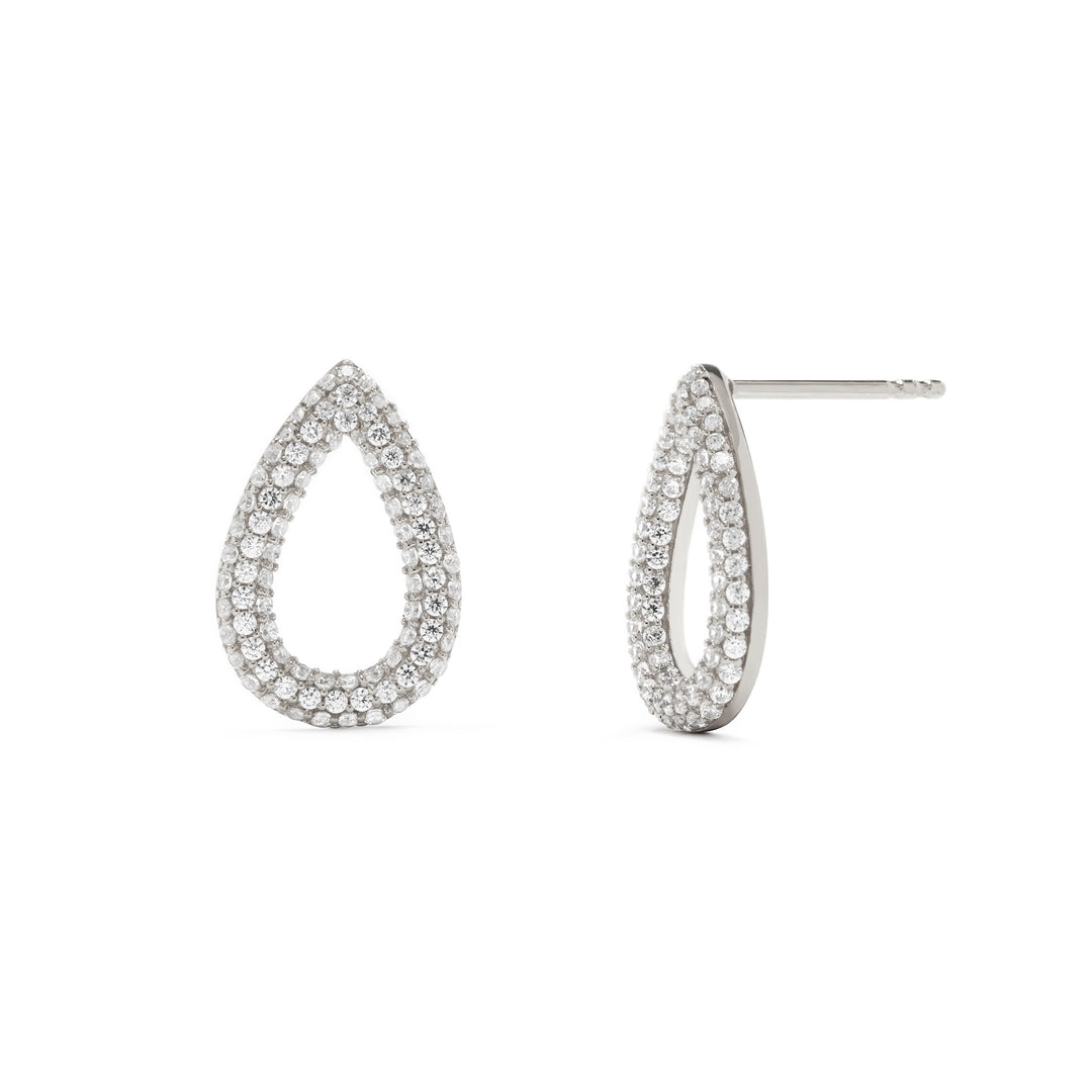 pear shape drop earrings fully set with stones for mothers day in Sterling Silver 925