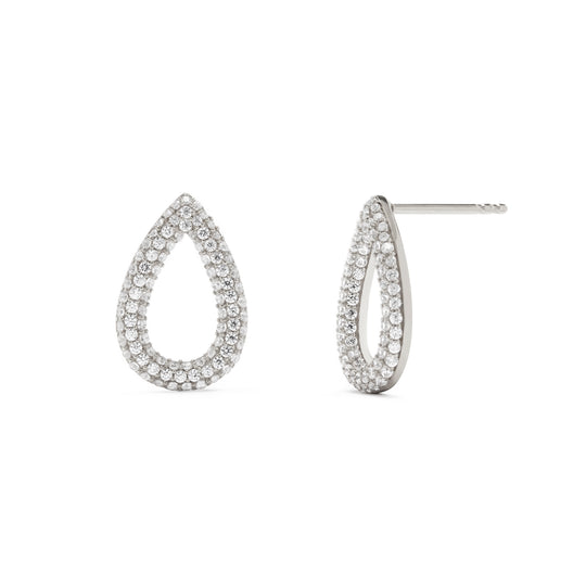 pear shape drop earrings fully set with stones for mothers day in Sterling Silver 925